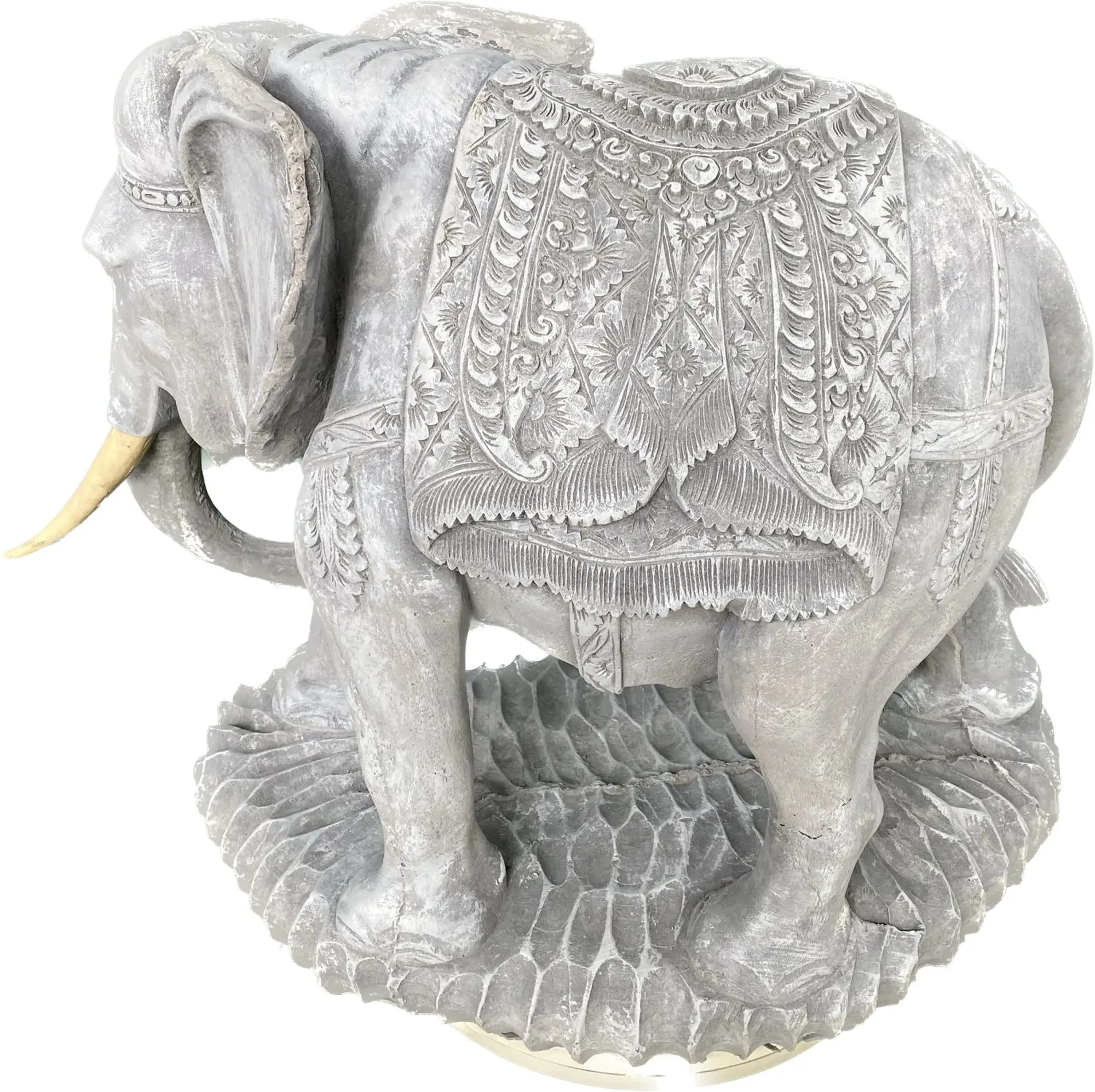  Product image 7 of the product “Avan - Elephant with blanket, looking to the right. 63 cm L | cast stone ”
